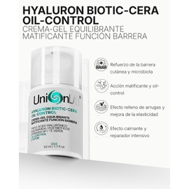 HYALURON BIOTIC-CERA OIL-CONTROL Crema Gel Hidratante Facial para Piel Mixta, Grasa y Sensible Triple Ácido Hialurónico, Niacinamida, Ceramidas y Postbióticos Matificante Control de Grasa y Reparación de Barrera 50 ml