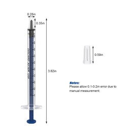 50 Pack 1ml Plastic Syringe Sterile Individual Wrap with Cap,Measurement for Scientific Labs,Measuring Liquids,Pet Feeding,Oil or Glue Applicator(1ml 50)