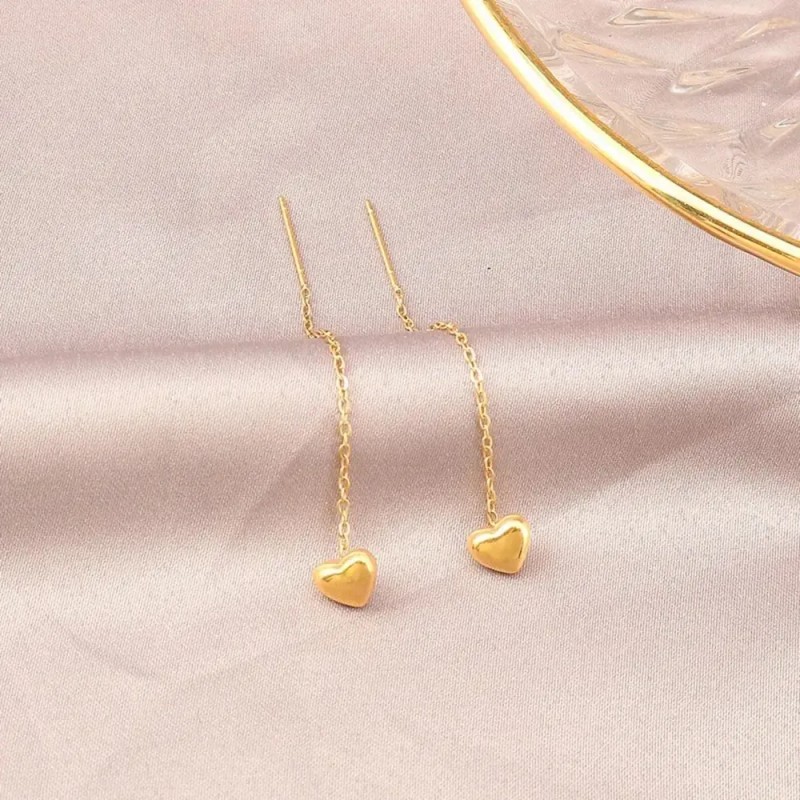 Aretes Corazón Largos Para Mujer Acero Inoxidable Regalos