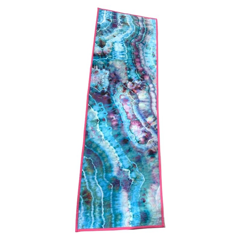 Hand Dyed Fabric Quilted Patchwork Table Runner or Wall Hanging