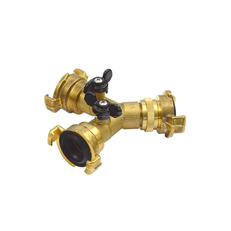 Agora-Tec Brass Y-Splitter with 2 Ball Valves Including 3 Removable