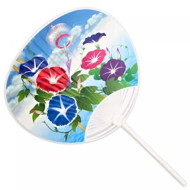 Japanese UCHIWA Fan Yukata Kimono Plastic Hand Held Asagao Flower Made in Japan