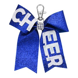 Bling Cheerleader Keychain for Cheer Bag Navy Blue Cheer Bow Keychains for Backpacks Cheer Stuff for Girls Toddler Cheerleader Gifts for Kids Daughter Birthday Gifts for Cousin Sister Bow Key Chain