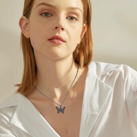 TwoAnts Butterfly Necklaces for Women 925 Sterling Silver Butterfly Jewelry Pendant Black Butterfly Necklace Gifts for Girls