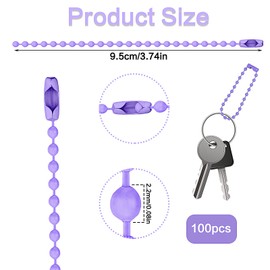 Prasacco 100 Pcs Ball Chain Key Chain Rings Metal Beaded Keychain with Connector Dog Tag Chain Keychain Chains for Jewelry Making Hanging Christmas Decoration (Mixed Color)