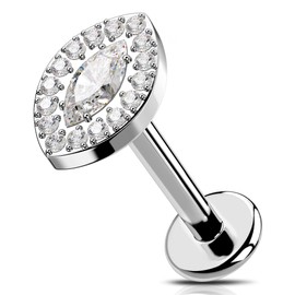 OUFER 16G Helix Earring Titanium G23 Conch Piercing Internal Threaded Cartilage Earring 8 mm Helix Jewellery Clear CZ Lip Stud for Women Helix Stud Labret