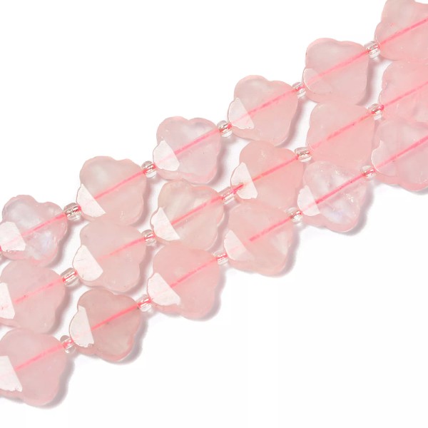 Natural Rose Quartz Four Leaf Clover Beads Size 17mm 15.5''