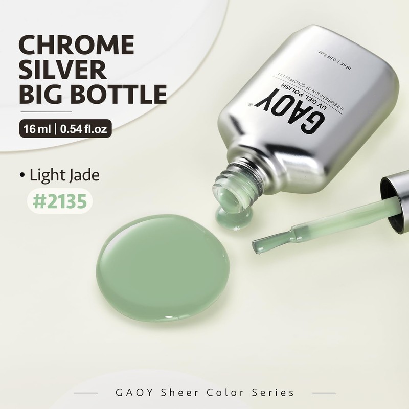 GAOY Jelly Gel Nail Polish, 16ml Sheer Green Translucent Soak