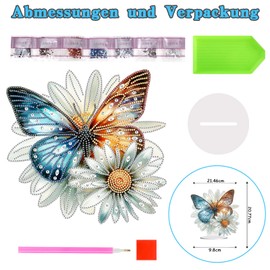 GADITIEK 5D Diamond Painting Butterfly Daisy Decoration, Double-Sided Diamond Painting Set Adults, Diamond Painting Table Ornaments for Home, Office, Decoration, Gift for Family