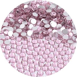 NCB 3000pcs Flatback Round Glass Nail Art Rhinestones Crystal for DIY Making Accessories Shoes, Clothes, Face Art, Bags, Manicure (Lt. Rose, SS4 3000pcs)