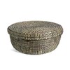African Fair Trade Handwoven Lidded Storage Basket, Black/Natural