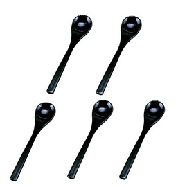 Wakaizumi Lacquerware 1-772-13 Kappo Lacquerware Black Lacquer Bowl Steamed Spoon Set of 5