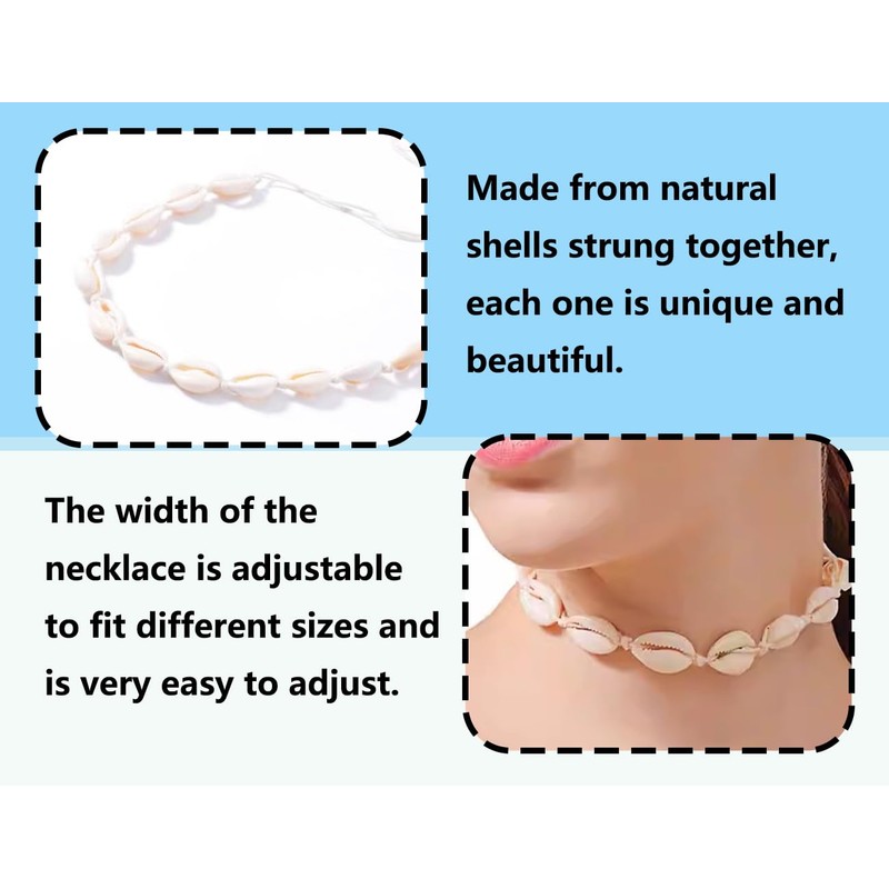 KAPSING Set of 2 Shell Necklace Bracelets Set, 1 Choker