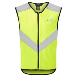 JDC Motorcycle Hi Vis Vest High Visibility Zipper Safety Reflective Yellow - AXIS - Yellow - M