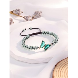 JSDDE Green Aventurine Butterfly Crystal Bracelet Women Natural Gemstone Crystals Bracelets Jewellery Gifts for Birthday Valentines Christmas