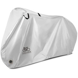 PYKES PEAK Bicycle Cover, Cycle Cover, Security Prevention, Waterproof, Dustproof, Thick, Rain Protection, Lock Hole/Storage Bag, UV Protection, Child Seat Compatible, Normal/Silver