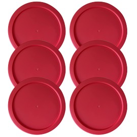 Replacement Lids fits Pyrex 4-Cup Glass Food Storage Container Bowls, 6-Inch Plastic Round Lids Covers for Pyrex 7201-PC, Airtight & Leakproof (6-Pack, Red)