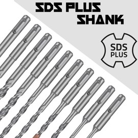 SDS Plus 3/8 Inch Masonry Drill Bits (13 Pack - Industrial Grade) 6 Inch Rotary Hammer Bit for Concrete, Stone, Block, & More!