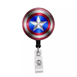 Unbranded Captain America - Retractable Badge Holder - Badge Reel - Lanyards - Stethoscope - Stethoscope Tag