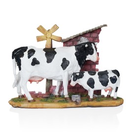 Alpine Corporation GDS188 Polyresin Cow and Calf Statue Decor, Stylish Statuary Decor for Garden, Patio, and Lawn, 11" H, Multicolor