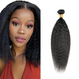 Kinky Straight Bundles Human Hair 1B Yaki Bundles Natural Black Yaki Straight Human Hair Bundles 12 inch Single Bundle Brazilian Remy Kinky Straight Human Hair Bundles
