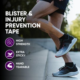 Meglio Zinc Oxide Tape - Strong Athletic Sports Strapping Tape for Support & Injury Recovery, Blister Prevention Tape, Ankle, Foot, Running, Rugby & Climbing, Non-Slip Grip Tape | (White) 2.5cm x 10m