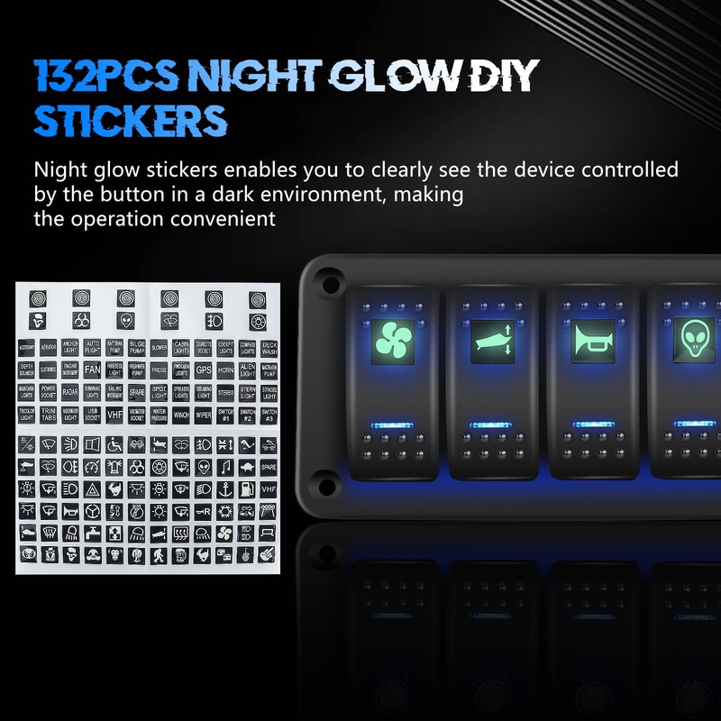 Chelhead 4 Gang Switch Panel with Switch Double USB Charger