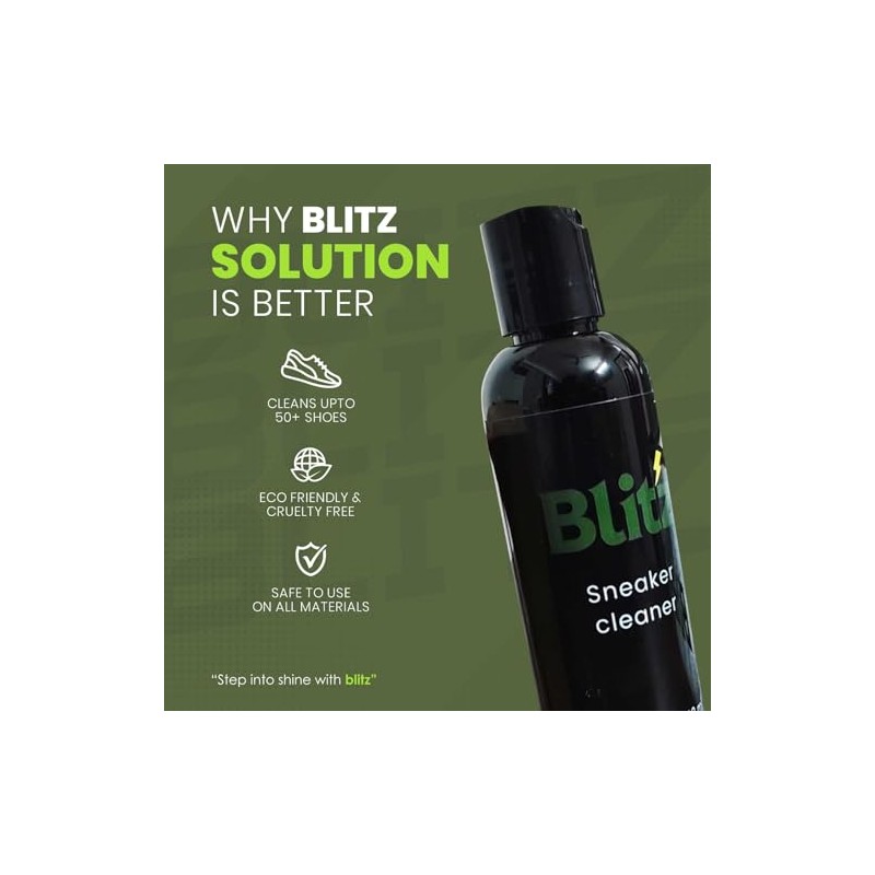 Blitz Sneaker Cleaning Kit, 100ml Solution, Wooden Brush, Microfiber Cloth,