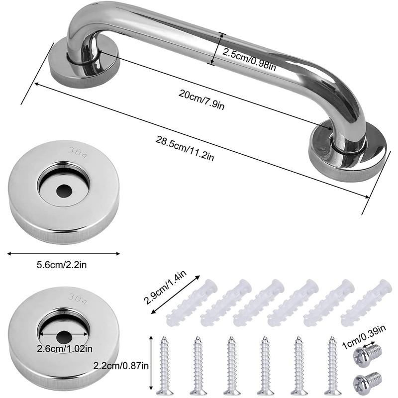 Grab Rail Stainless Steel Non-Slip Shower Safety Handles 25 cm