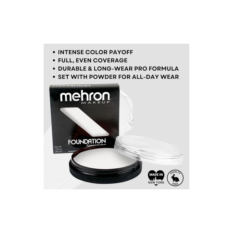 Mehron Makeup Foundation Greasepaint, WHITE â€" 1.25oz