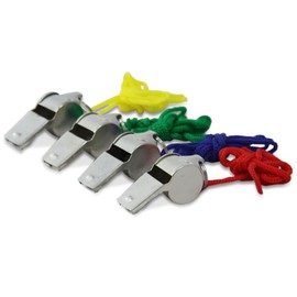 Metal Referee Whistles with Cord, 5 Pack