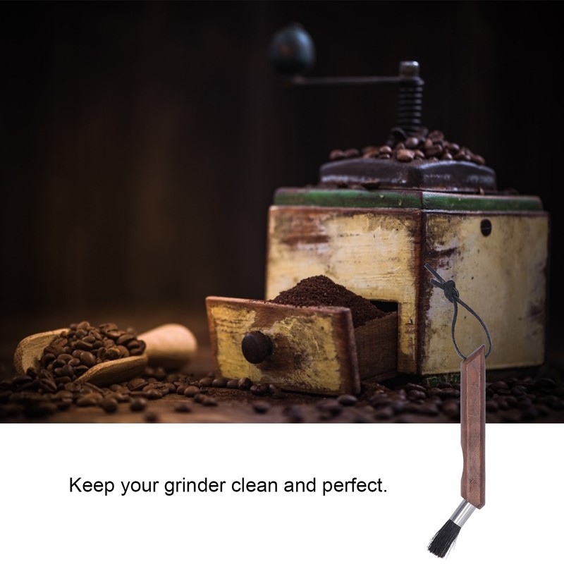 Coffee Grinder Cleaning Brush Curved Wood Handle Brush for Home