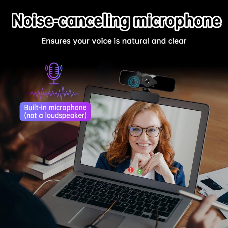 Makerstep Webcam for PC,HD 2K 1080P/30fps USB Webcam with Microphone,120°View