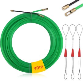 Mis.Moon 30 m Cable Retraction Aid with 3 Guide Springs, φ4 mm Retractable Tape, Retractable Wire, Cable Retraction Aids, Fish Tape, Wire Puller for Retractable Tape for Cable Laying (Green)