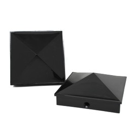 Plastic Pyramid 4x4 Nominal (3-5/8"x3-5/8") Fence Post Caps with Pre-Drilled Hole Black or White Multi- Quantity Packs (1, Black)