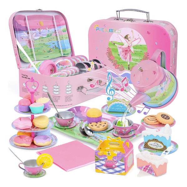 Tea Party Set for Toddles 3-5,53PCS Musical Kids Tea Set