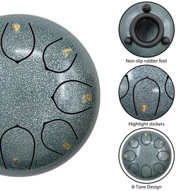 Musiin Ethereal Drum 6 Inch 8 Notes, Beginner Tambourine Percussion Instrument, Suitable for Meditation Yoga Music Education, Best Gift for Family/Friends (Teal)