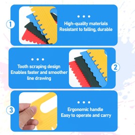 LIQWEI 4 Pcs Plastic Paint Scraper Tool, Art Paint Scrapers Kit Art Textured Supplies, Textured Arts Supplies Diy Graffiti Oil Painting And Drawing for Texture Arts On Canvas Putty Scraper