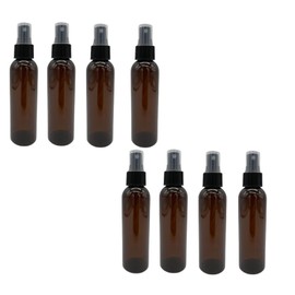 Natural Farms 4 oz Amber Cosmo Plastic Spray Bottles -8 Pack Empty Spray Bottle Refillable - BPA Free - Essential Oils - Aromatherapy | Fine Mist Sprayers with Dust Caps - Made in the USA