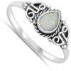 Tear Drop White Simulated Opal Wholesale Ring New .925 Sterling