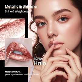 Depuplum Nude Lipsticks for Women Metallic Glitter Long Lasting Lipstick | Metal Shine Shimmer Lip Gloss Waterproof Lipsticks Full Coverage Lip Color,