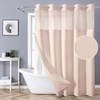 Blush No Hook Shower Curtain with Snap-in Fabric Liner Set,Slub