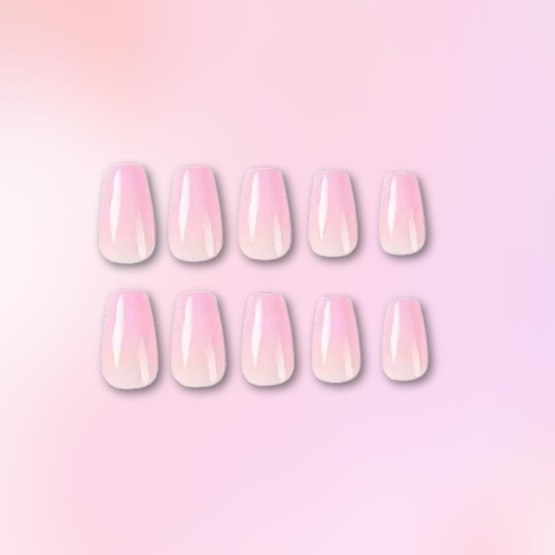 24pcs Gradient Pink Nails - Medium Length False Nails with