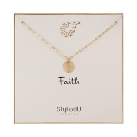 StyledU 14k Gold Filled Tiny Cross Necklace for Women - Dainty Cross Pendant, Religious Jewelry, Perfect for Confirmation, First Communion, or Christmas Gifts