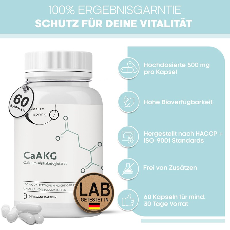 Nature spring CaAKG Calcium Alphaketoglutarate Laboratory Tested in Germany 60