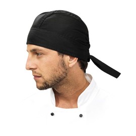 Black Chef Hat Unisex Cap Adjustable Cooking Headgear with Ties,Black Skull Cap Sushi Chef Hat for Kitchen Cooking Service (Black 12 Pcs)