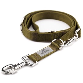 BedDog® Spike Dog Lead, Adjustable in 3 Lengths, Double Lead, Lead Lead, Running Lead, Medium and Large Dogs, Total Length 2 m, Khaki