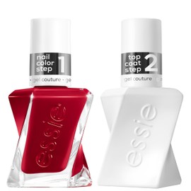 essie gel couture Gel-like Nail Polish Set with Top Coat, Vegan, Red Nail Polish, Bubbles Only Kit, 1 Kit