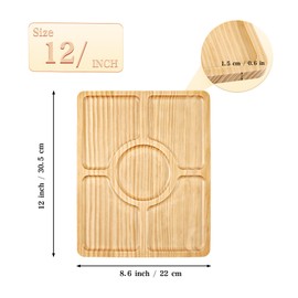 WILLKOMMEN Divided Wood Serving Tray, Rectangular Tray Chip and Dip Platter, Serving Tray with 5 Sections for Appetizers & Snacks, Veggie Platter, Food Trays for Party 12'' x 8.7'' x 0.6''