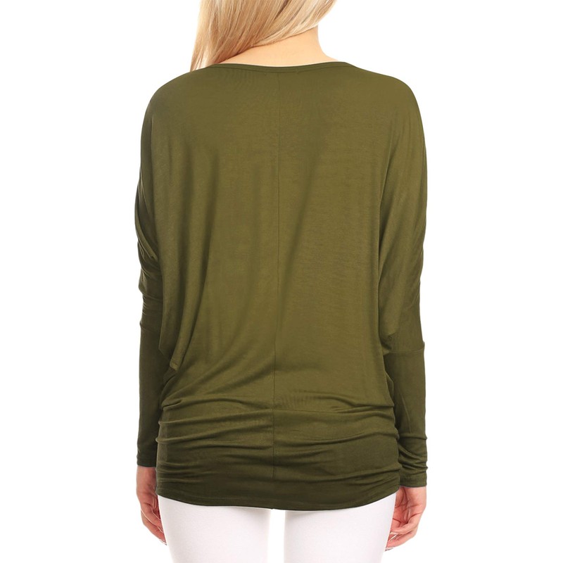 LL WT826 Women's Casual Flowy Draped Long Sleeve Batwing Dolman